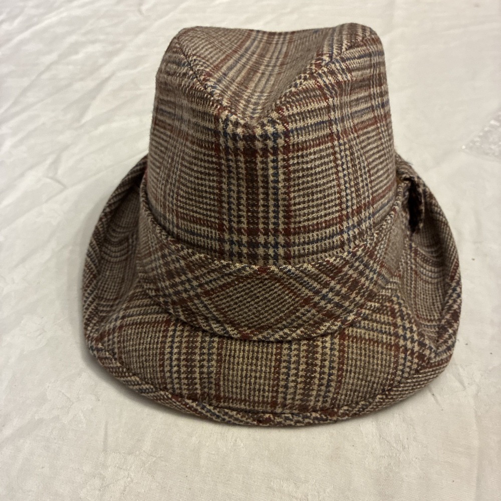 Pendleton Vintage 100% Pure Virgin Wool Brown Plaid Fedora Hat Men's Size 7